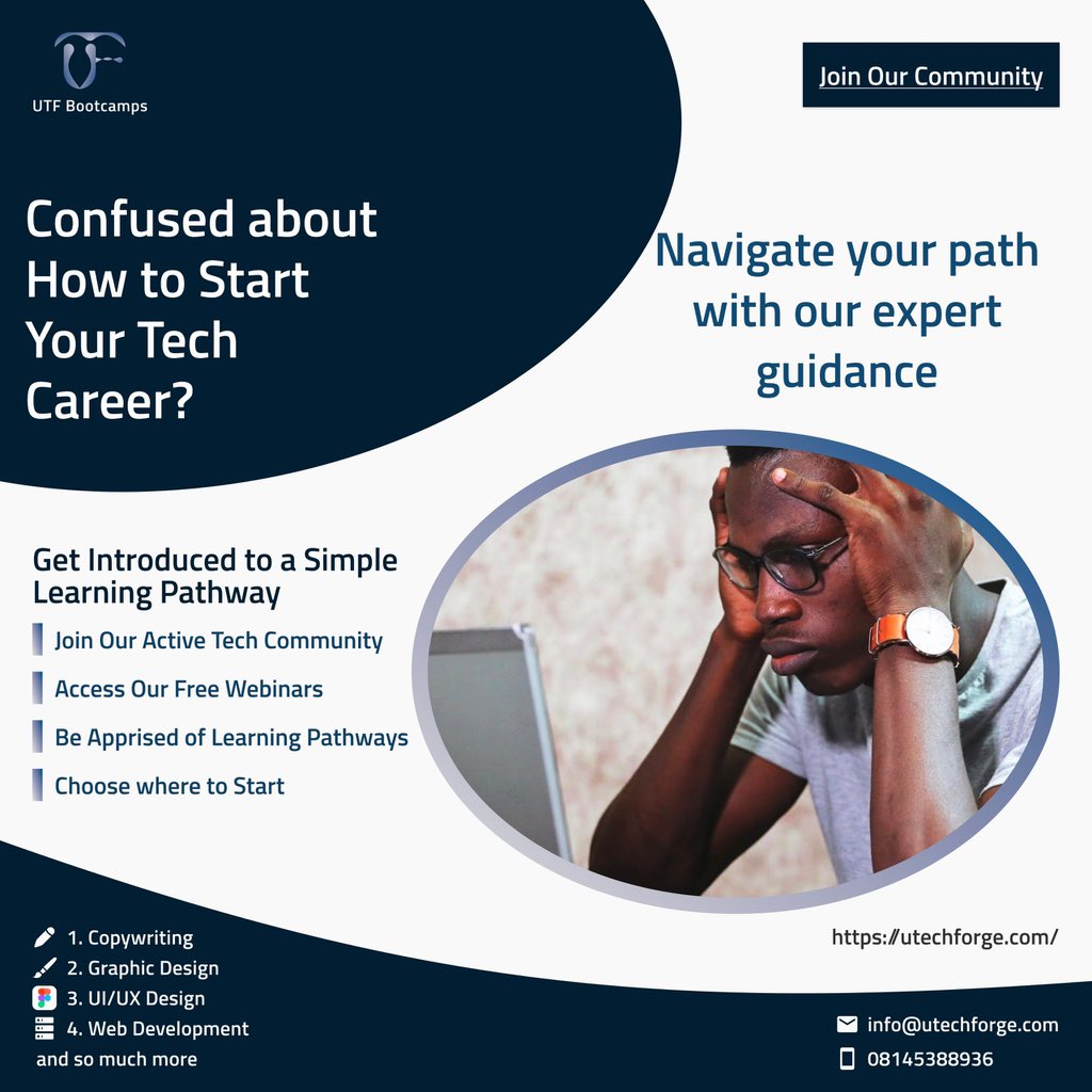Bigsamyyyy's tweet image. If you know you want to get in tech this year and you’re having issues then this is for you
Just click on the link below to get started
🔗 Start your journey: utechforge.com
#YourTechJourney #TechMadeSimple #UTFBootcamps
If you’re having any issues along the line…