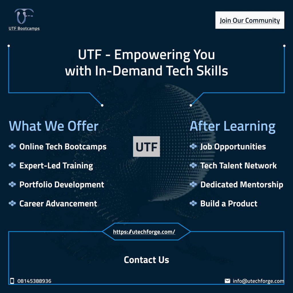 Bigsamyyyy's tweet image. If you know you want to get in tech this year and you’re having issues then this is for you
Just click on the link below to get started
🔗 Start your journey: utechforge.com
#YourTechJourney #TechMadeSimple #UTFBootcamps
If you’re having any issues along the line…