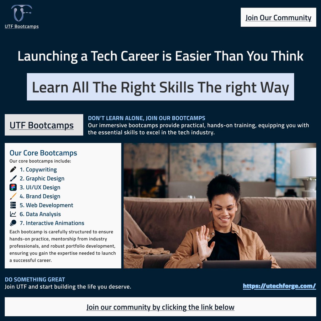 Bigsamyyyy's tweet image. If you know you want to get in tech this year and you’re having issues then this is for you
Just click on the link below to get started
🔗 Start your journey: utechforge.com
#YourTechJourney #TechMadeSimple #UTFBootcamps
If you’re having any issues along the line…