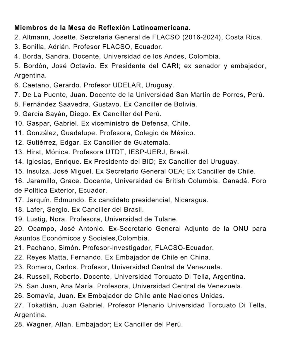 Honrado y agradecido con la mesa de reflexión latinoamericana por su solidaridad de siempre con Panamá.