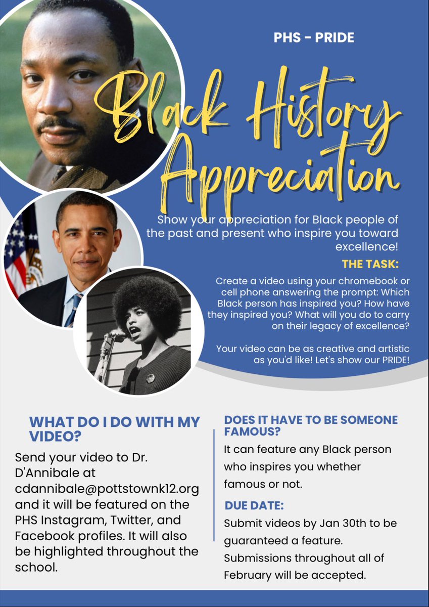 Pottstown HS (@pottstownhs) on Twitter photo As we remember the legacy of Dr. Martin Luther King Jr and the work still to do, help PHS celebrate and appreciate Black History Month this February by purchasing a shirt and by taking part in our social media campaign. <a href="/JohnJarmato/">John Armato</a> <a href="/pottstownschool/">Pottstown Schools</a> As we remember the legacy of Dr. Martin Luther King Jr and the work still to do, help PHS celebrate and appreciate Black History Month this February by purchasing a shirt and by taking part in our social media campaign. <a href="/JohnJarmato/">John Armato</a> <a href="/pottstownschool/">Pottstown Schools</a>