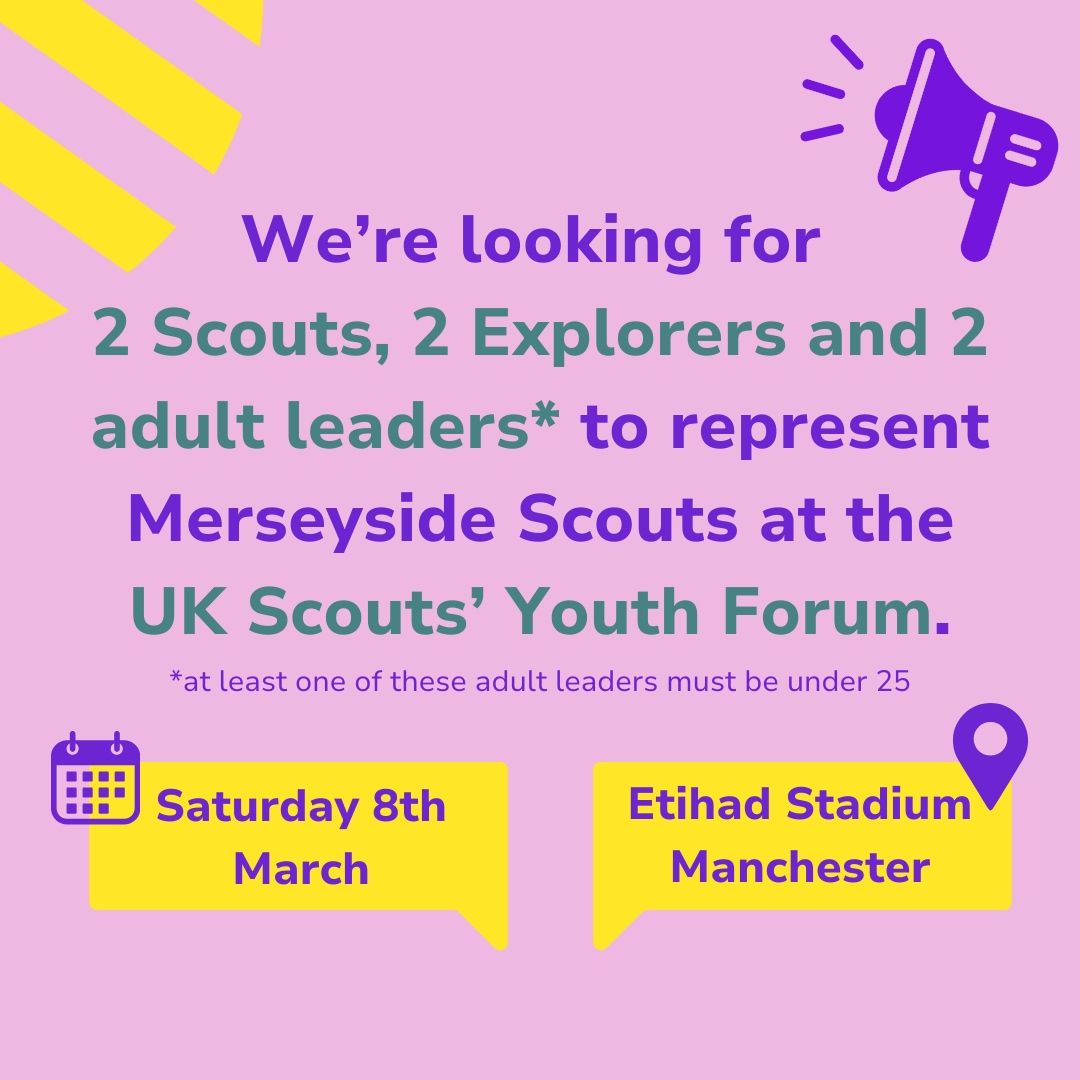 MerseysideScout's tweet photo. Fancy representing Merseyside at the UK Youth Forum? Apply today, https://t.co/EnLBpfefx0 https://t.co/iXEMmnKp4u