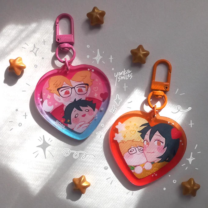 My tsukkiyama plushie keychains arrived today!!  