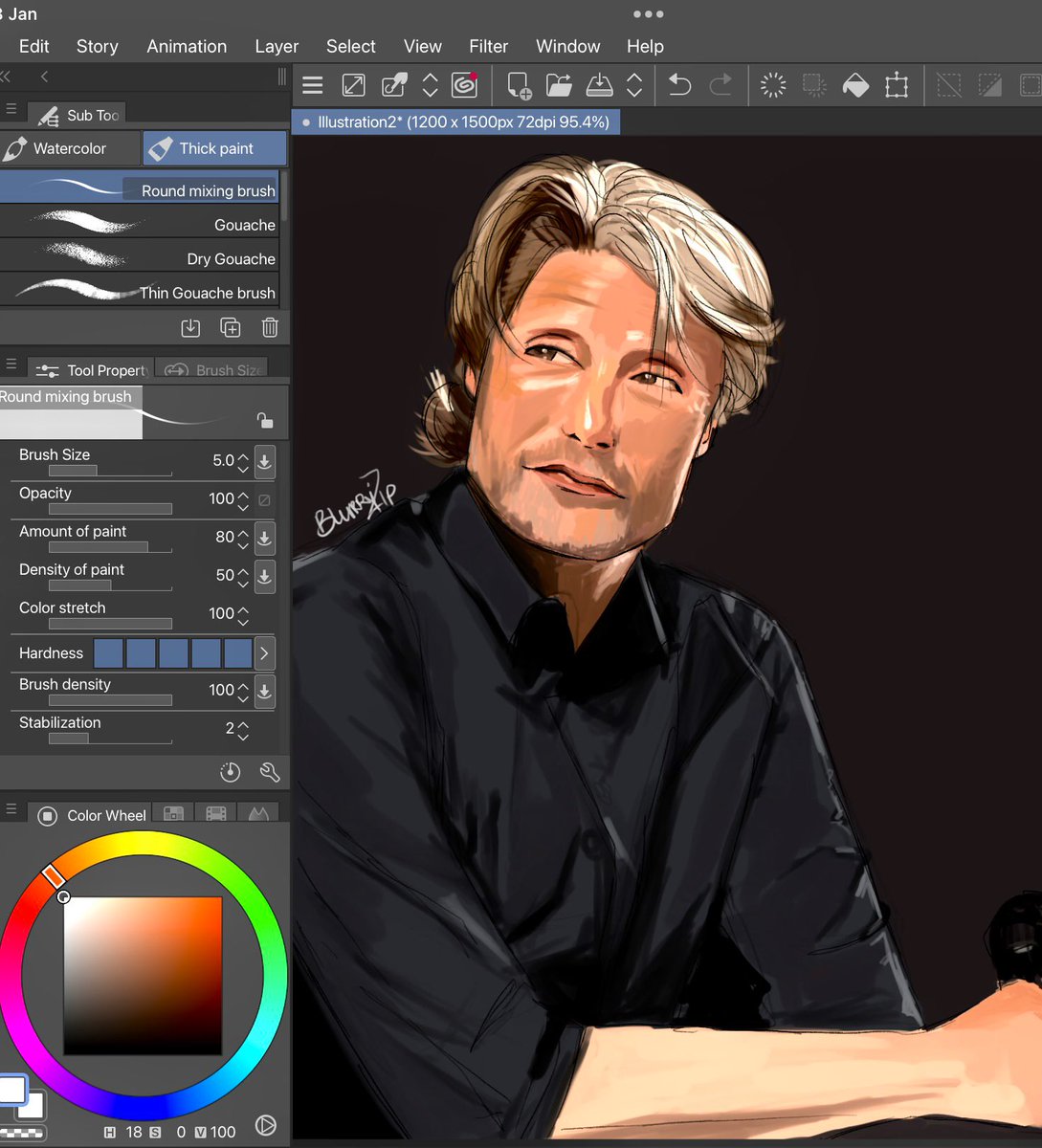 blurryzip's tweet photo. study (using csp for the first time) 
#MadsMikkelsen https://t.co/YtQAmzUtXZ