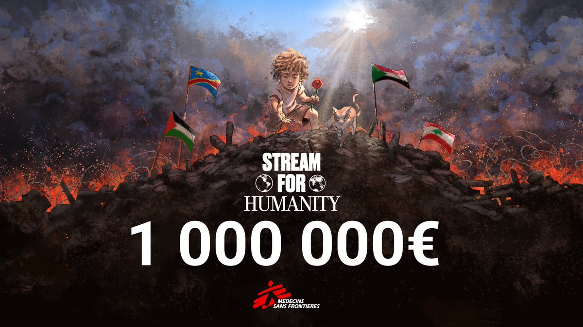 MSF_france's tweet photo. Déjà 1 000 000€ récoltés par les streamers réunis lors du #StreamForHumanity, et ce n'est pas fini ! Merci à tou.te.s pour votre soutien !

@AmineMaTue https://t.co/hlm5vl6rZz