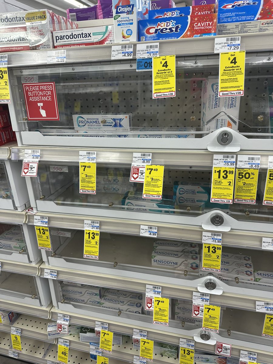 Even the $7 toothpaste is locked up? Has to be a better way