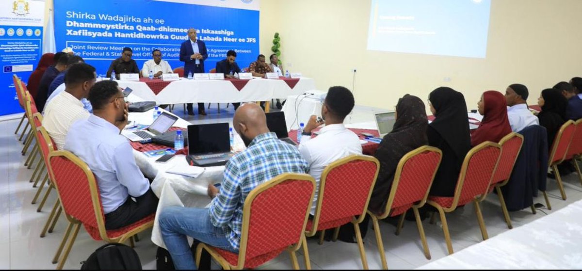 oagsomalia's tweet image. @oagsomalia and the FMS-OAGs of Galmudug, Hirshabelle, Jubbaland & South-West State gathered for a joint review meeting aimed at establishing a collaboration framework to strengthen and harmonize federal-state level audits across Somalia.