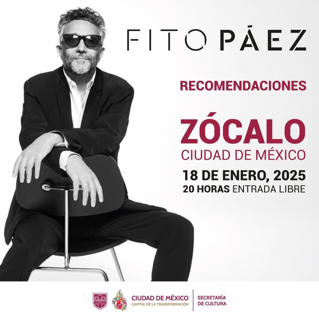 ChaMaRockRadio's tweet photo. #TomaNota Nos vemos hoy en el Zócalo de la CDMX para pasar una noche mágica con @FitoPaezMusica, Juguete Rabioso y @reypila. 🤘🏼😎🎶🔝💯

Por acá te compartimos algunas recomendaciones para que las tomes en cuenta: https://t.co/hhAXi4vof9