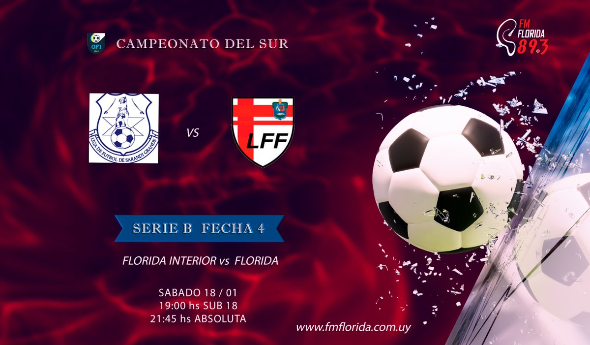 El presidente de la Liga de Sarandí Grande Juan Ramiro Murguiondo acaba de comunicarnos que la selección juvenil categoria sub 18 de ULIFF sí disputará el partido contra Florida.
Todo continua igual
Juveniles y mayores Florida capital - Florida interior x fmflorida.com.uy