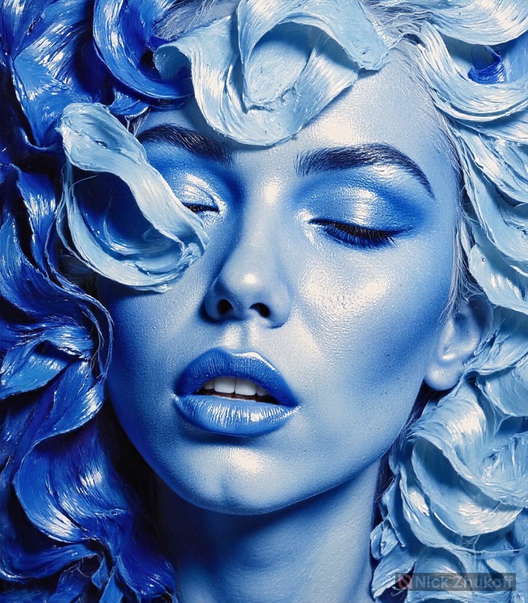 NickZhukoff's tweet image. Woven in Waves.
Ripples of emotion sculpt the face of resilience. A celebration of fluidity and self-discovery.
#WaveArt #AbstractPortrait #BlueJourney