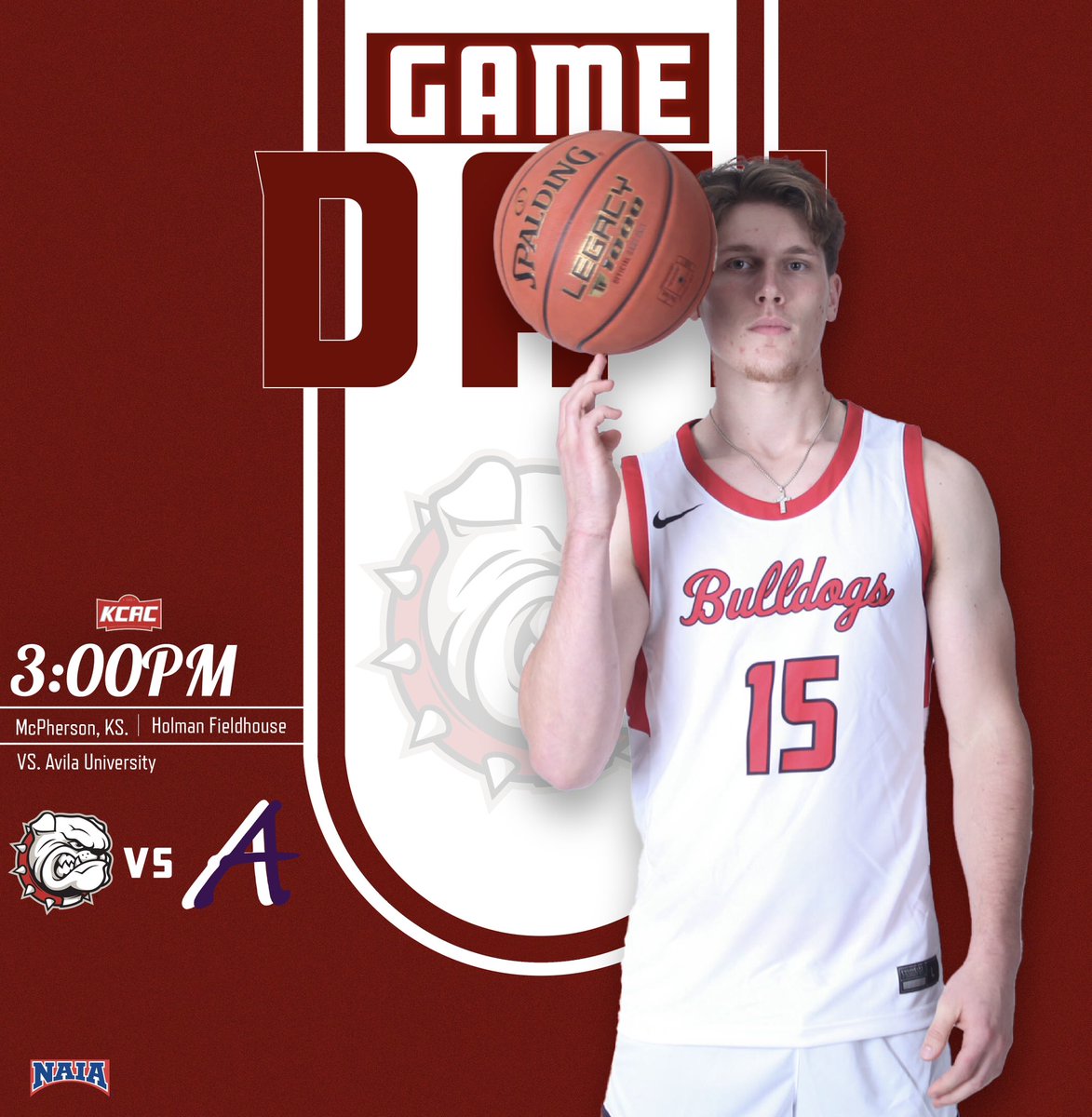 MAC_Bulldogs's tweet photo. MBB | We’re ready to see you this afternoon‼️

🆚 Avila University
⏰ 3PM
📍 McPherson, KS - Holman Fieldhouse
📊 https://t.co/hKTPbdFPGn
📺 https://t.co/dbKVMAo3CO

#bulldogpride https://t.co/uzrEtnETUj