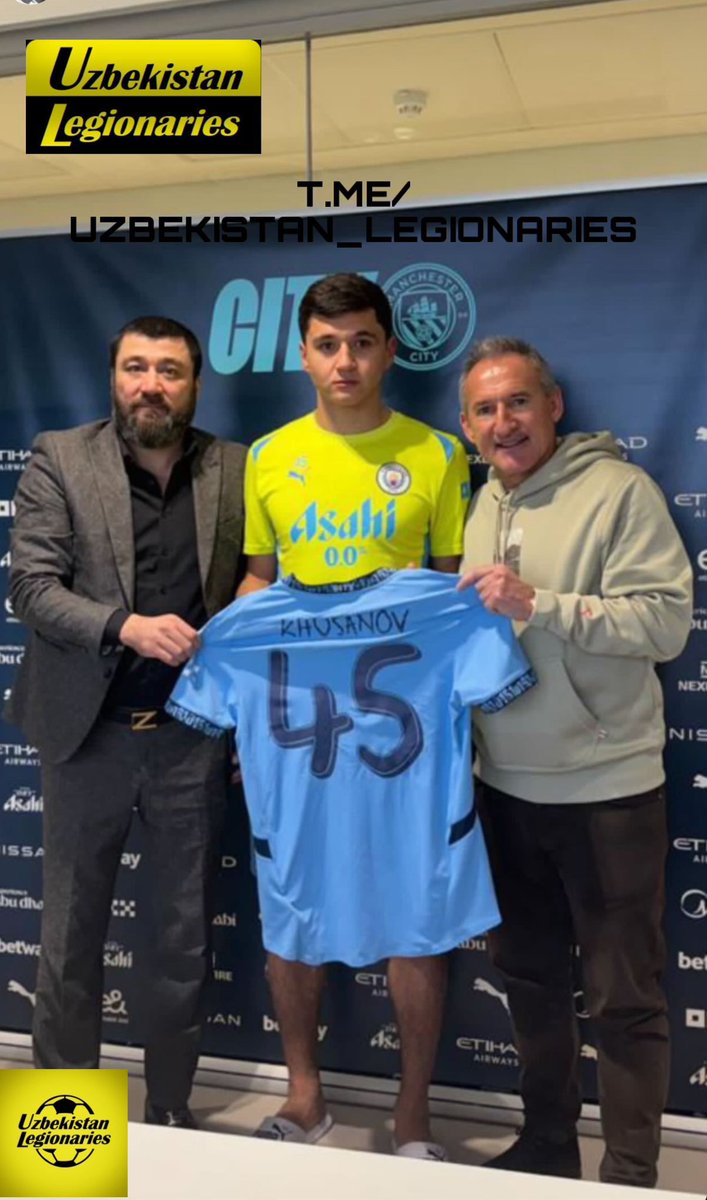 FabrizioRomano's tweet photo. 🔵🇺🇿 Khusanov has completed his move to Manchester City as he will wear n45! ✨

@uzblegionaries 📸 https://t.co/2YE5ZsNXpb
