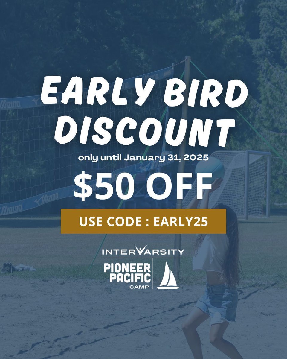 PPC_ivcf's tweet image. Early Bird is on until January 31!!!
Register for camp at pioneercamppacific.ca