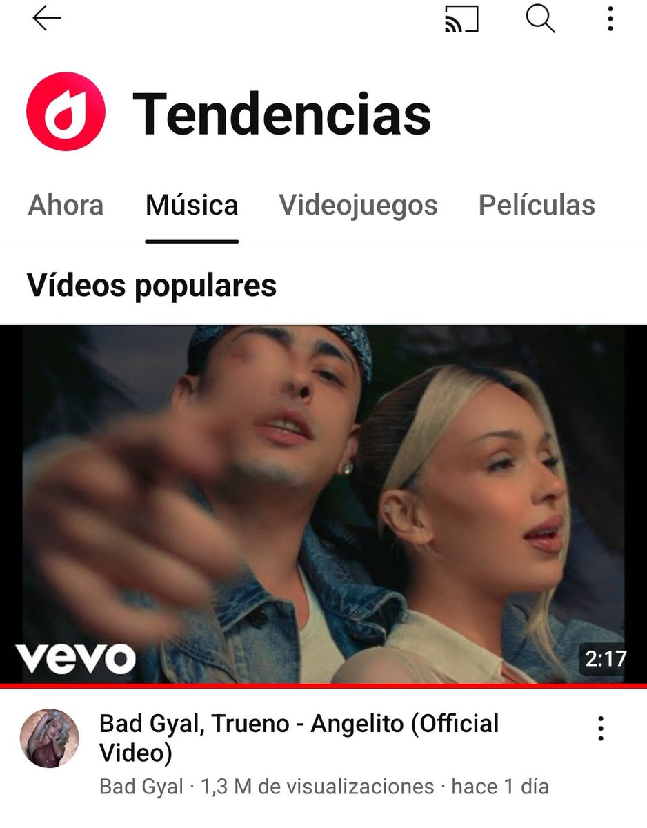 — El videoclip oficial de "Angelito" de Bad Gyal y Trueno se encuentra en el puesto #1 en tendencias de música de YouTube