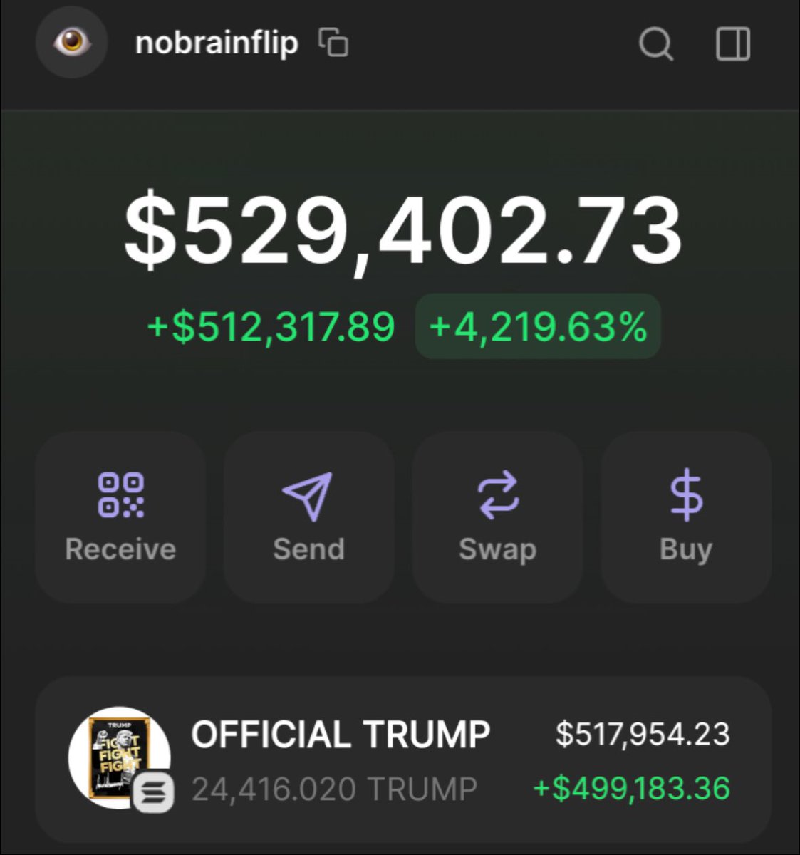 nobrainflip's tweet image. I made $500k+ on $TRUMP, so I want to share a part of my profits. 

I will send 300 TRUMP tokens ($9,000) to a single person in 14 hours

who like this post, rt and is following me on X and TG