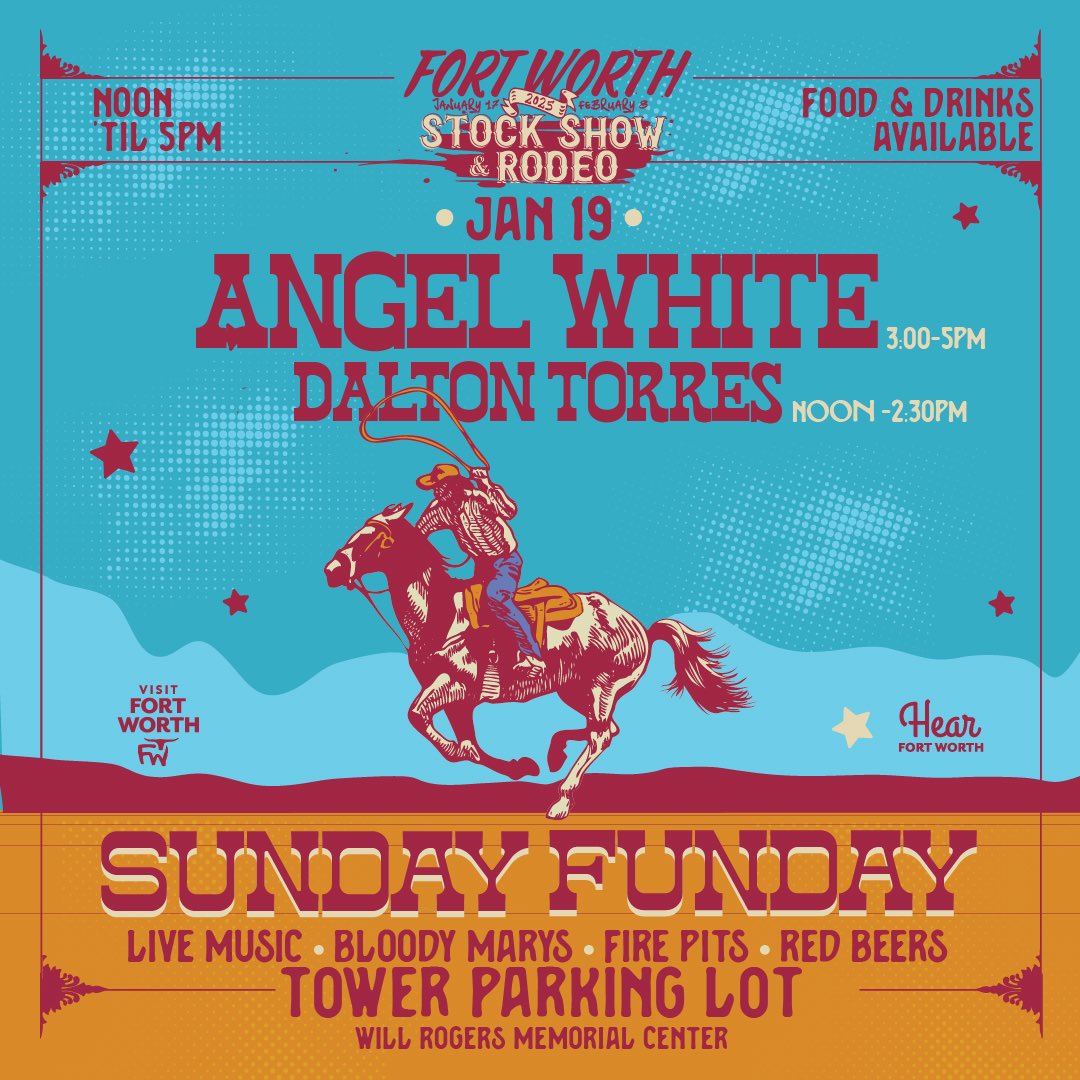 Join Us For SUNDAY FUNDAY at <a href="/fwssr/">FWSSR</a> with Angel White &amp; Dalton Torres

Tower Drive Parking Lot

All Ages &amp; Free with Grounds Admission