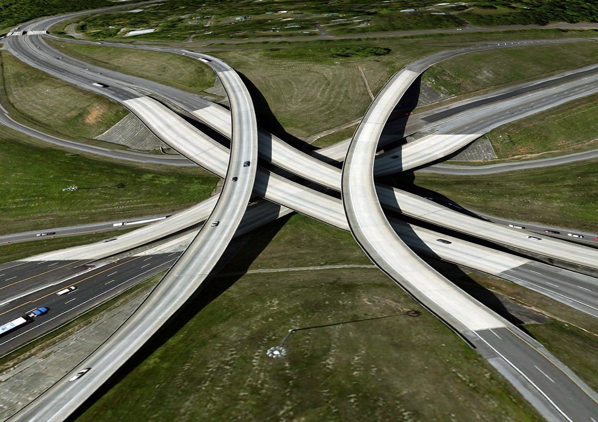 BlindIndex's tweet image. in 2010, artist Clement Valla began capturing strange landscapes on Google Earth as part of her project &quot;Postcards from Google Earth&quot;

finding mistakes in Google Earth algorithms that depict aerial views of melting freeways and contorted landscapes, Valla draws viewers’ focus to…