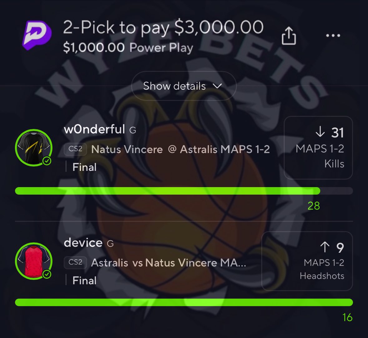 $500 to a Follower WHO LIKES/RT’s this tweet ASAP 💚⬇️

BOOOM 🚀✅

$3,000 CS2 🎮 MEGA NUKE CASH ☢️✅

Can’t stop won’t stop 🔥

#GamblingX | #PrizePicks