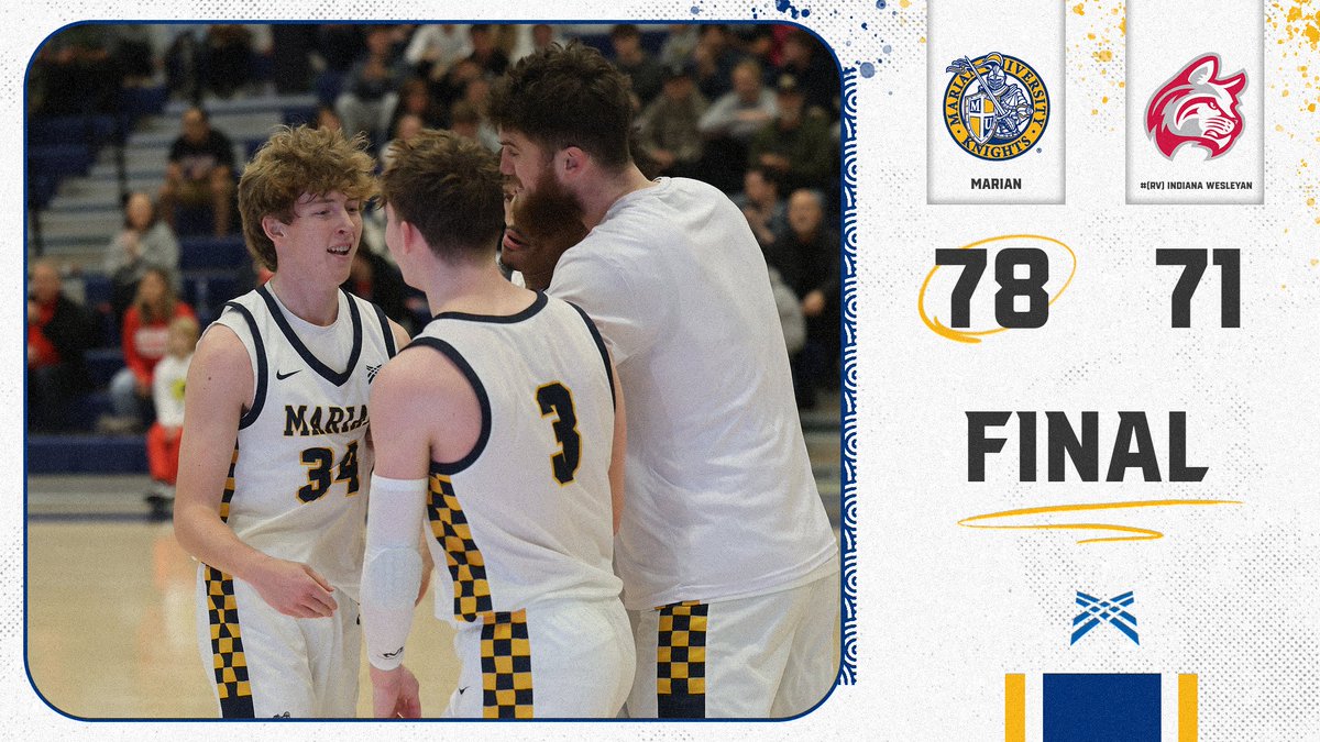 Marian Knights (@muknights) on Twitter photo MBB | FINAL | Marian 78-71 IWU
KNIGHTS PREVAIL!!
<a href="/MarianMensBBall/">Marian Basketball</a> ends the first half of CL play with a huge win over (RV) IWU, as they score a 78-71 victory behind a combined 56 points from Moles and Franks! MBB | FINAL | Marian 78-71 IWU
KNIGHTS PREVAIL!!
<a href="/MarianMensBBall/">Marian Basketball</a> ends the first half of CL play with a huge win over (RV) IWU, as they score a 78-71 victory behind a combined 56 points from Moles and Franks!