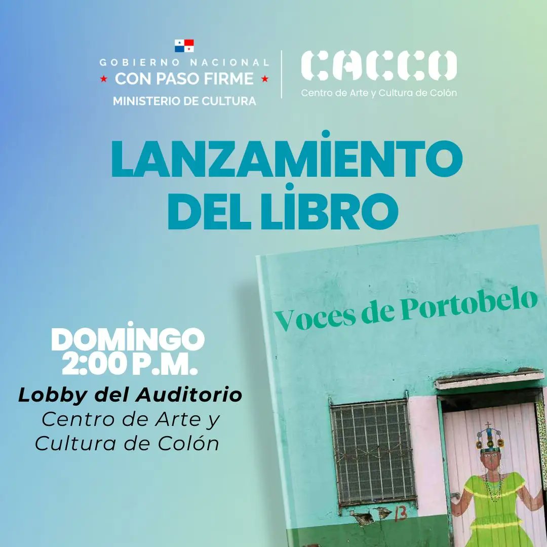 Les invitamos al lanzamiento del libro Voces de Portobelo mañana a las 2:00p.m. en el Lobby del Auditorio del Centro de Arte y Cultura de Colón. Les esperamos!