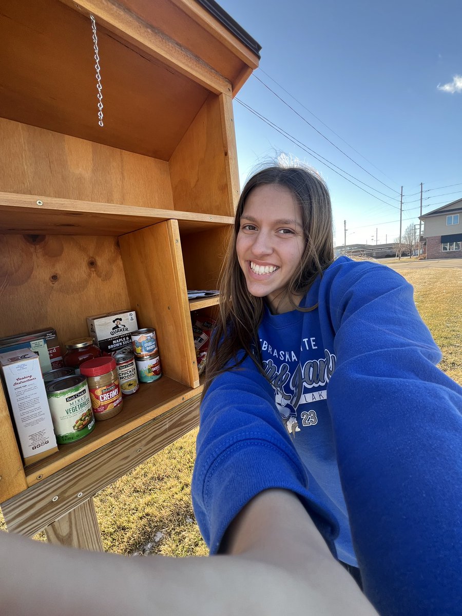 Isabelle stocked up the Free Little Pantry last week! Lakeview FBLA is happy to sponsor the month of January for this impactful project. If you find yourself in need of a little extra help or want to donate, stop by the pantry located by United Way.  #lakeviewvikes