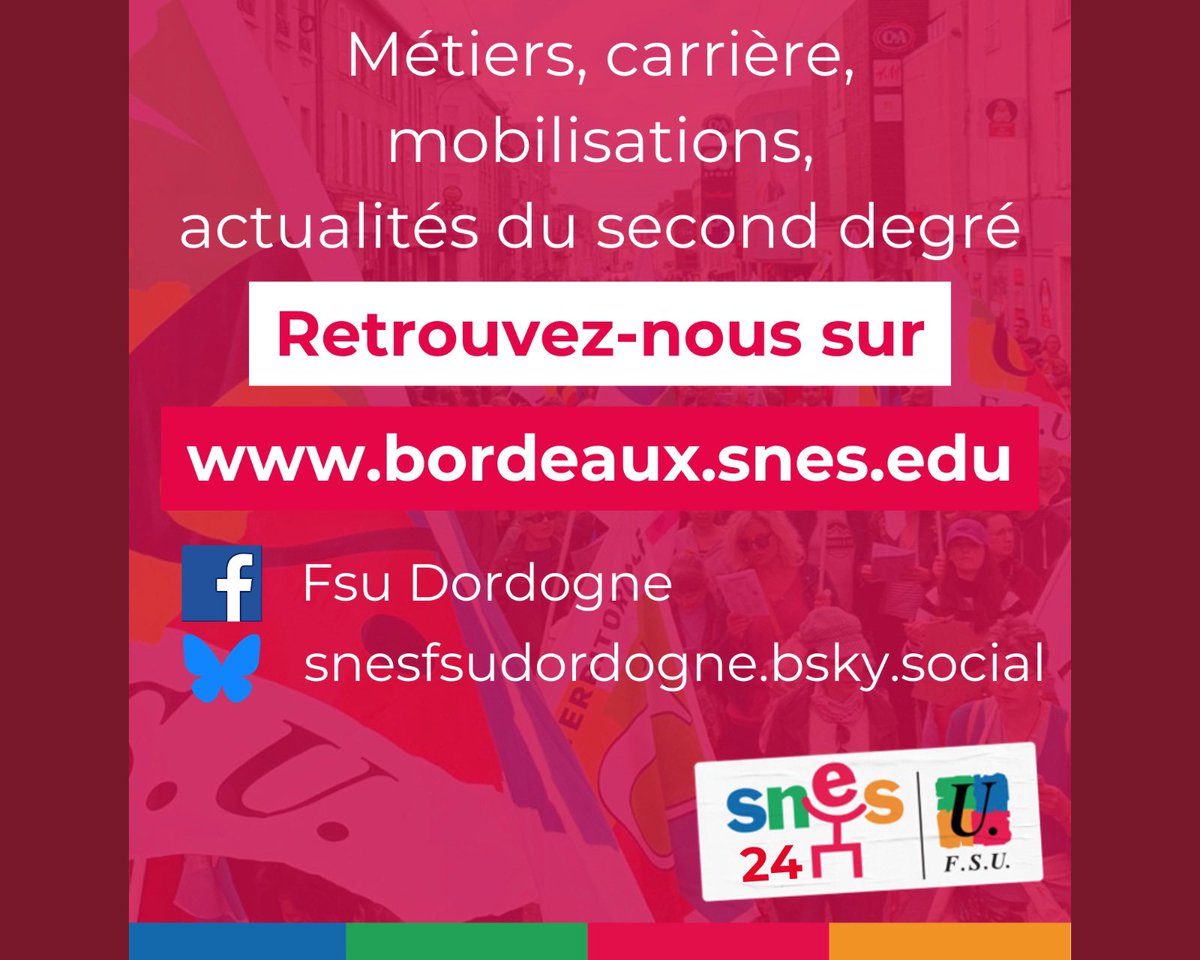SNES-FSU Dordogne (@snesfsu24) on Twitter photo Le 20 janvier, le <a href="/snesFSU24/">SNES-FSU Dordogne</a> quitte X !
Twitter n’est plus, X est désormais un espace marqué par la violence et la toxicité, transformé en outil de propagande au service de l’extrême droite.
Bâtissons des espaces d’échanges plus sains !
➡️ snes.edu/article/le-sne…
#HelloQuitteX Le 20 janvier, le <a href="/snesFSU24/">SNES-FSU Dordogne</a> quitte X !
Twitter n’est plus, X est désormais un espace marqué par la violence et la toxicité, transformé en outil de propagande au service de l’extrême droite.
Bâtissons des espaces d’échanges plus sains !
➡️ snes.edu/article/le-sne…
#HelloQuitteX