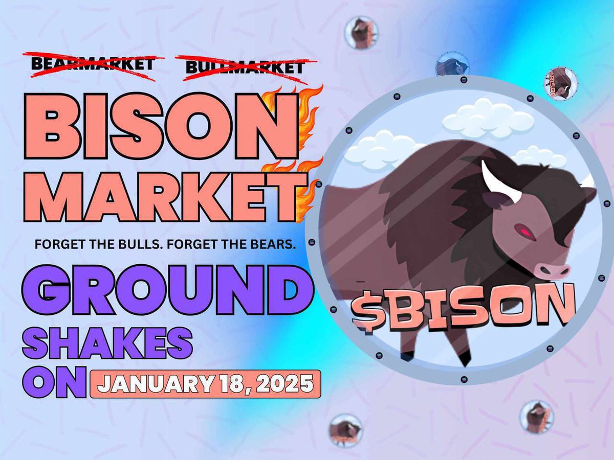 Crypto_Scofield's tweet image. $BISON is charging onto the Solana network! 🚀🌕

🗓 Launch Date: 2025-01-18
⏰ Time: 17:00 UTC
💰 Total Supply: 1,000,000,000 $BISON
🔥 LP Burnt: Forever locked—no turning back!