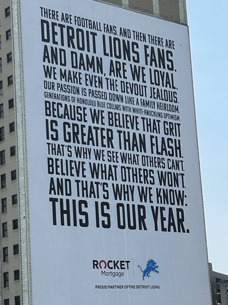 I saw this sign downtown earlier this week. Thank you to the author as you captured what it means to be a life-long Lions fan! <a href="/Lions/">Detroit Lions</a> #WeWantMore #OnePride