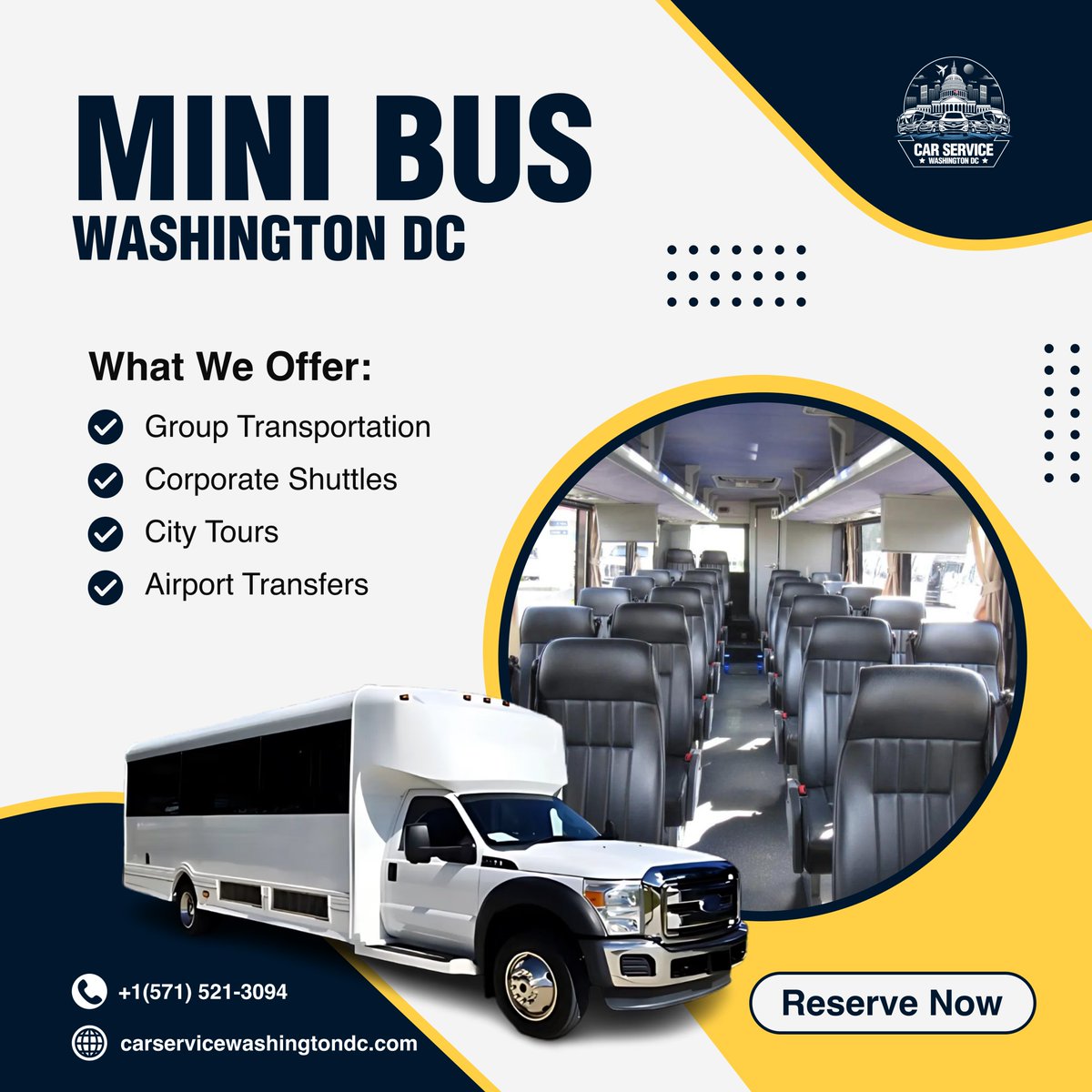 CarServiceWDC's tweet image. Mini Bus Service in Washington, DC
What we provides:
✅ Spacious, modern mini-buses
✅ Expert drivers
✅ Hassle-free service for business trips, &amp;amp; events
Book Your Ride Today: +1(571) 521-3094
Website: carservicewashingtondc.com
#GroupTravelDC #VIPTravelExperience #MiniBusService