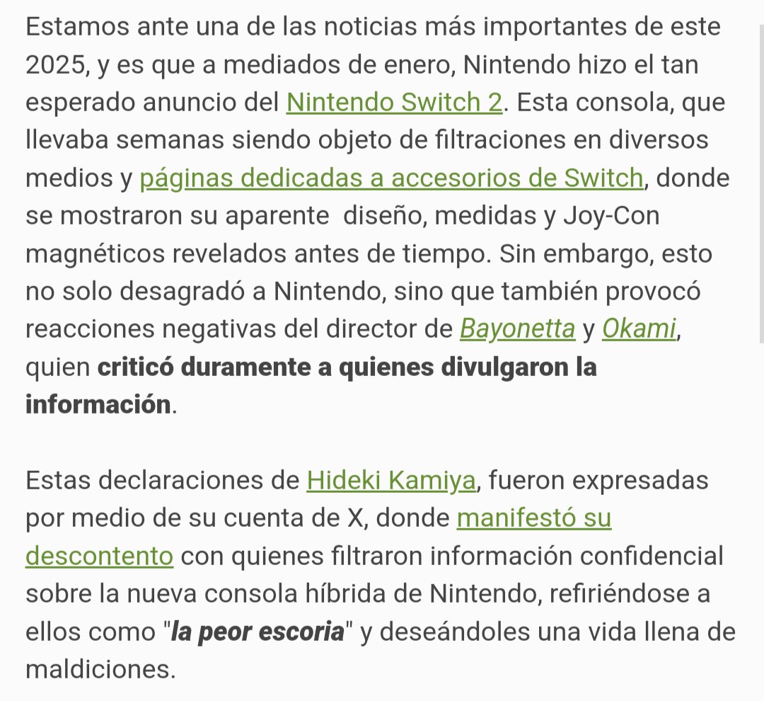 Con todo respeto señor Kamiya, me parecen más escoria a las corpos que buscan exprimirte hasta el último céntimo vendiéndote juegos incompletos a precios desorbitados, con miles de micropagos, lucrando con la nostalgia de los jugadores con juegos de hace 20 años a precio completo
