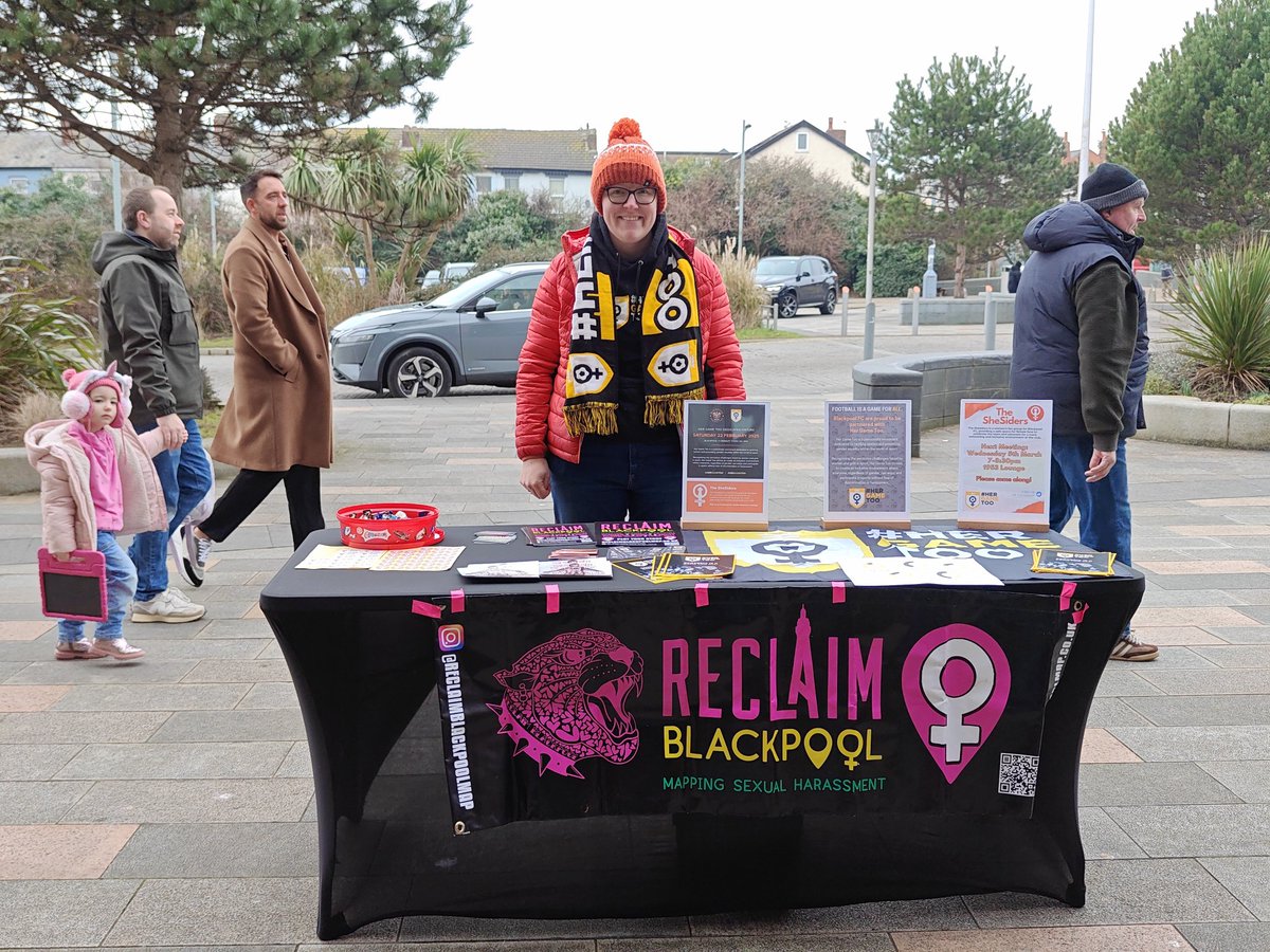 Blackpool #HerGameToo (@hgt_blackpool) on Twitter photo It was lovely to meet a range of <a href="/BlackpoolFC/">Blackpool FC</a> and <a href="/htafc/">Huddersfield Town</a> fans today and chat about <a href="/HerGameToo/">Her Game Too</a>, Reclaim Blackpool and The Shesiders.
#HerGameToo
Alt Text: HGT ambassador stood behind a table, which features promotional information. It was lovely to meet a range of <a href="/BlackpoolFC/">Blackpool FC</a> and <a href="/htafc/">Huddersfield Town</a> fans today and chat about <a href="/HerGameToo/">Her Game Too</a>, Reclaim Blackpool and The Shesiders.
#HerGameToo
Alt Text: HGT ambassador stood behind a table, which features promotional information.