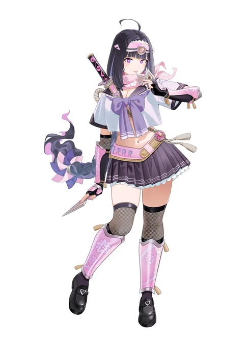 Vtuber「六道ユラ/Yura Rikudou」さんの再デビューのキーイラスト、衣装のデザインを担当させて頂きました。ありがとうございました!狐の女の子にセーラー服忍者、新しい物語が始まるようです!#yurart 