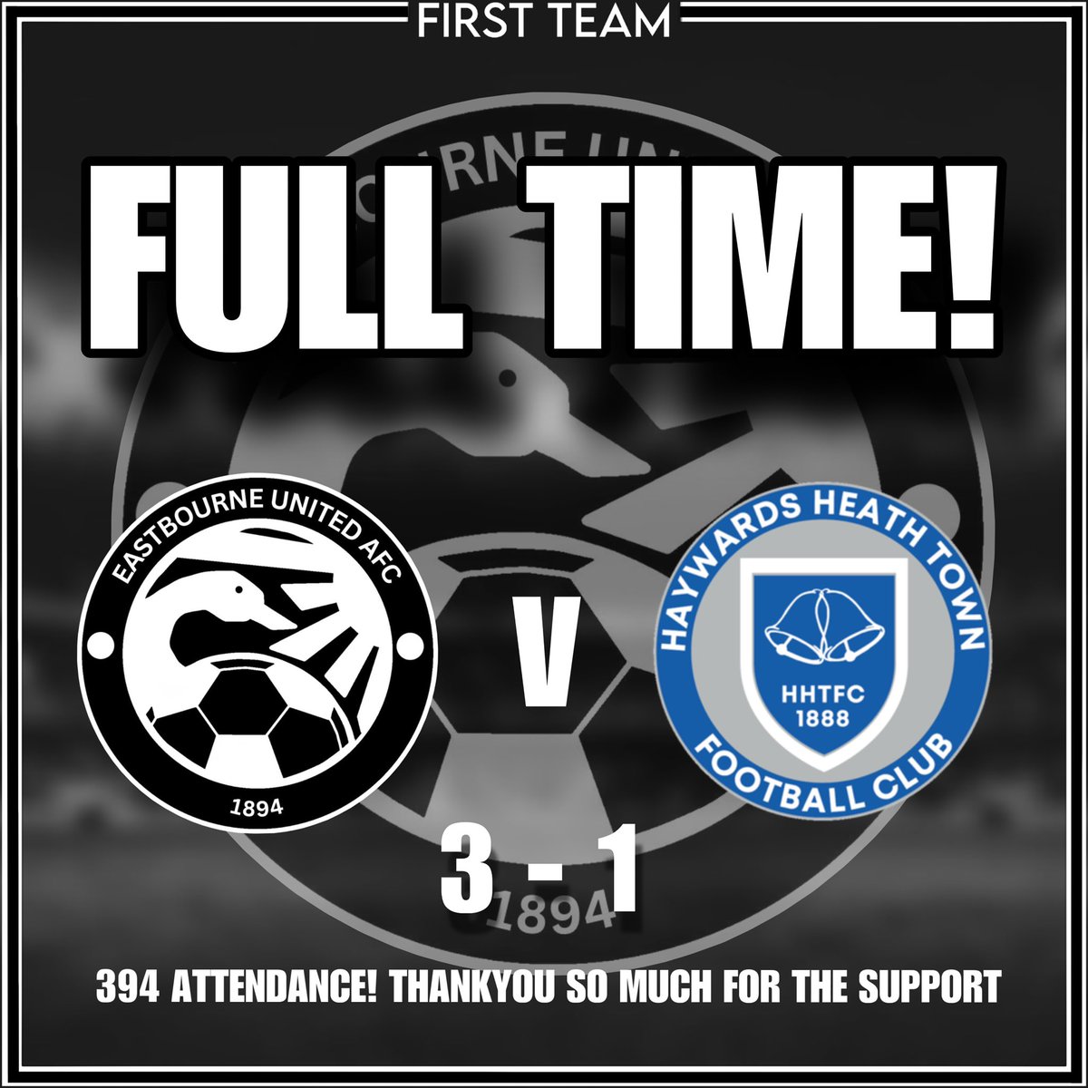 FT: 3-1 🤍🖤

394 ATTENDANCE! 🏟️

Thankyou so much for all your continued support! 👏

3 GAMES, 3 WINS, 10 GOALS &amp; onto next week… see you Thursday for the U23’s and Saturday as the First Team play Crowborough in our continued pursuit of PROMOTION……..

#EUAFC <a href="/TheOvalArena3G/">The Oval Arena 3G - Eastbourne</a>