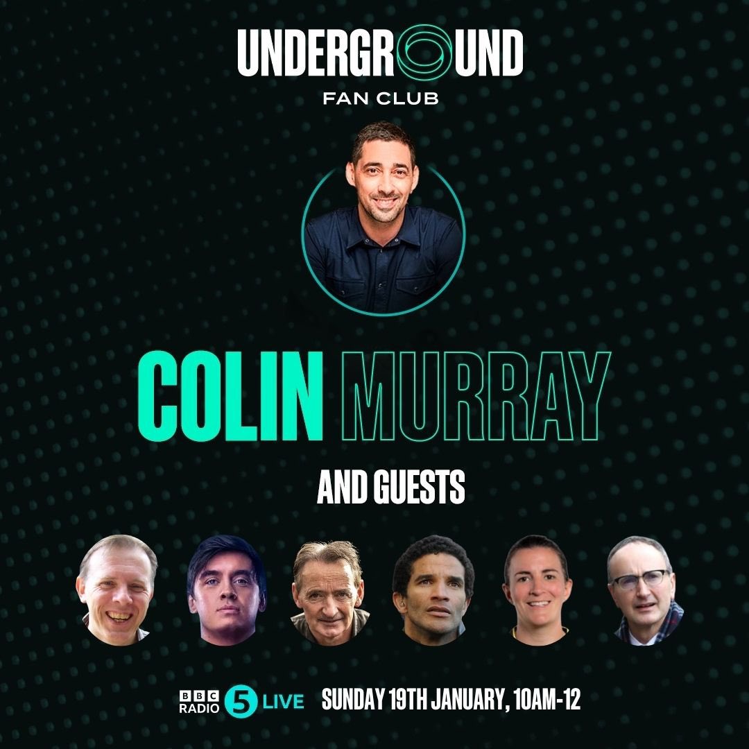 Underground Fan Club (@theufanclub) on Twitter photo 📣📣📣
<a href="/ColinMurray/">colin murray</a> has your Sunday morning sorted! Joining him for some sportish chat
🎱 <a href="/fouldsy147/">Neal Foulds</a>
🏋🏻♂️Apollo from <a href="/GladiatorsTV/">Gladiators</a>
⚽️🎶📕 visits <a href="/CPFC/">Crystal Palace F.C.</a> with <a href="/PatNevin/">Pat Nevin</a>
⚽️ brunch with <a href="/jamosfoundation/">David James</a> & <a href="/helenwardie10/">Helen Ward</a>
⏮️ Sporting time machine with <a href="/bbcjohnmurray/">John Murray</a>
10am <a href="/bbc5live/">BBC Radio 5 Live</a> 📣📣📣
<a href="/ColinMurray/">colin murray</a> has your Sunday morning sorted! Joining him for some sportish chat
🎱 <a href="/fouldsy147/">Neal Foulds</a>
🏋🏻♂️Apollo from <a href="/GladiatorsTV/">Gladiators</a>
⚽️🎶📕 visits <a href="/CPFC/">Crystal Palace F.C.</a> with <a href="/PatNevin/">Pat Nevin</a>
⚽️ brunch with <a href="/jamosfoundation/">David James</a> & <a href="/helenwardie10/">Helen Ward</a>
⏮️ Sporting time machine with <a href="/bbcjohnmurray/">John Murray</a>
10am <a href="/bbc5live/">BBC Radio 5 Live</a>