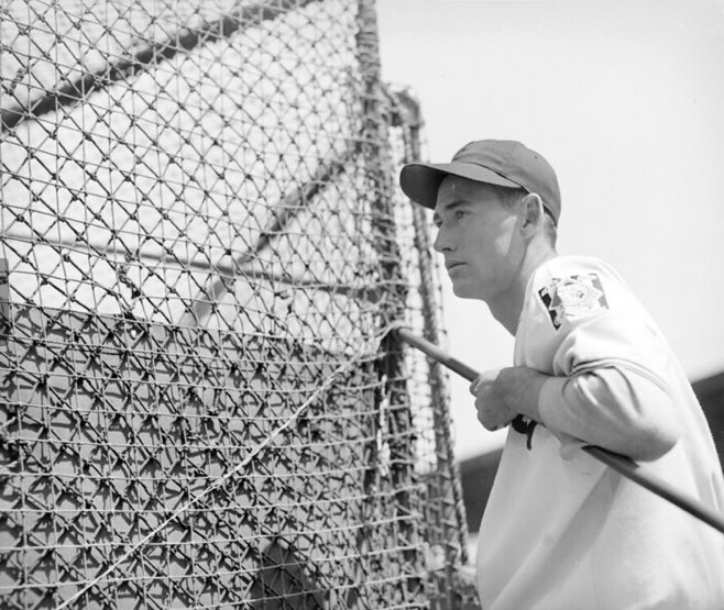 20 year old Ted Williams at the battng cage. As a rookie he hit .327 with 31 HR and led the league with 145 RBI. An unreal talent.