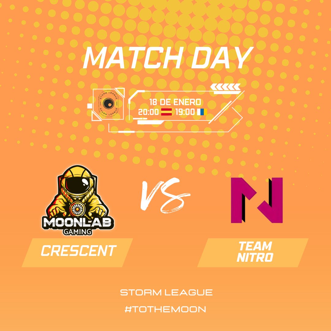 Hoy toca partido de la <a href="/StormleagueESP/">Storm_League_rl</a>  
El crescent se enfrenta a @team nitro. ⚔️
Vamos a por todas 🔥

#TOTHEMOON🌕🚀