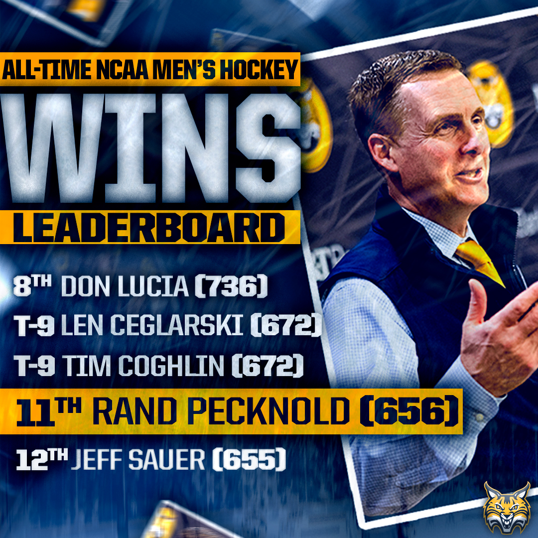 Movin' 🆙 the charts!

With Friday night's win, Coach now stands alone in 11th all-time with 656 career wins 👏

#BobcatNation x #NCAAHockey