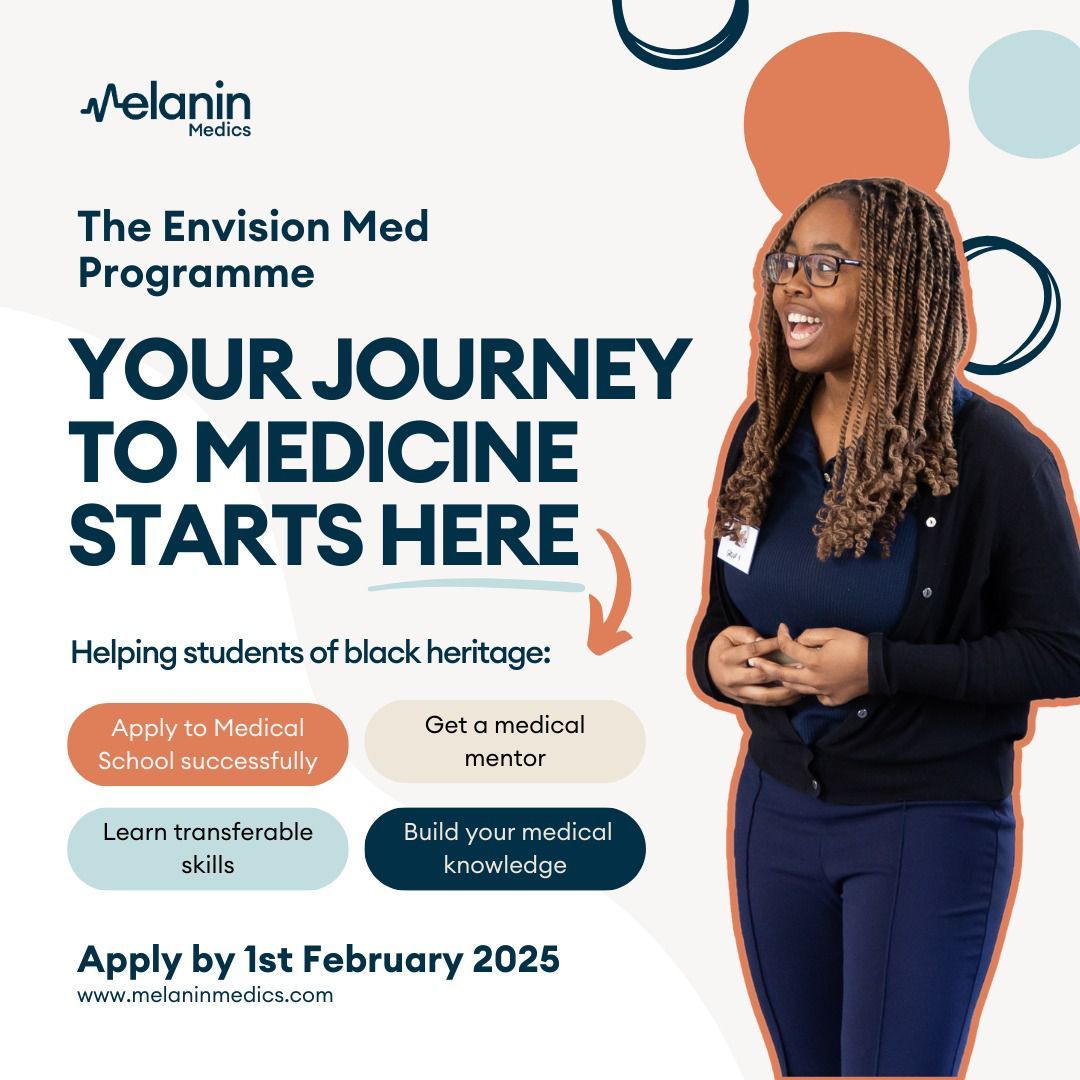 Melanin Medics (@melaninmedics) on Twitter photo Envision Med is our dedicated programme for black Year 12 Students to support along the application process and encourage applicants to be well-rounded and competitive. 
Sign up to apply for this yearโs cohort: buff.ly/3Cf0u1k
#MelaninMedics #EnvisionMed #MedicalSchool Envision Med is our dedicated programme for black Year 12 Students to support along the application process and encourage applicants to be well-rounded and competitive. 
Sign up to apply for this yearโs cohort: buff.ly/3Cf0u1k
#MelaninMedics #EnvisionMed #MedicalSchool