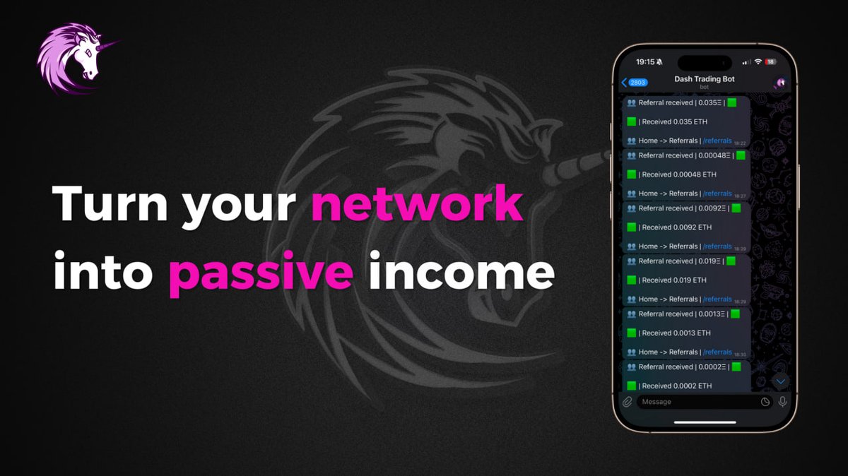 Are you ready to turn your network into passive income? 👀✨

Dash 🦄 makes it possible to earn money passively on @Unichain while trading together with your friends 🧑‍🧑‍🧒‍🧒

t.me/DashBotUpdates ⚡️