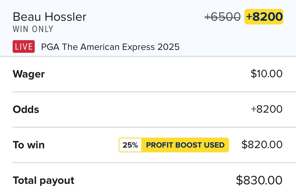 ⛳️FD American Express 25% Boost

EV: 90.9% (DG) 🔥🔥🔥
FV: +4248
QK: 0.28u

DG loves this, but it’s still a huge long shot. Tail responsibly.