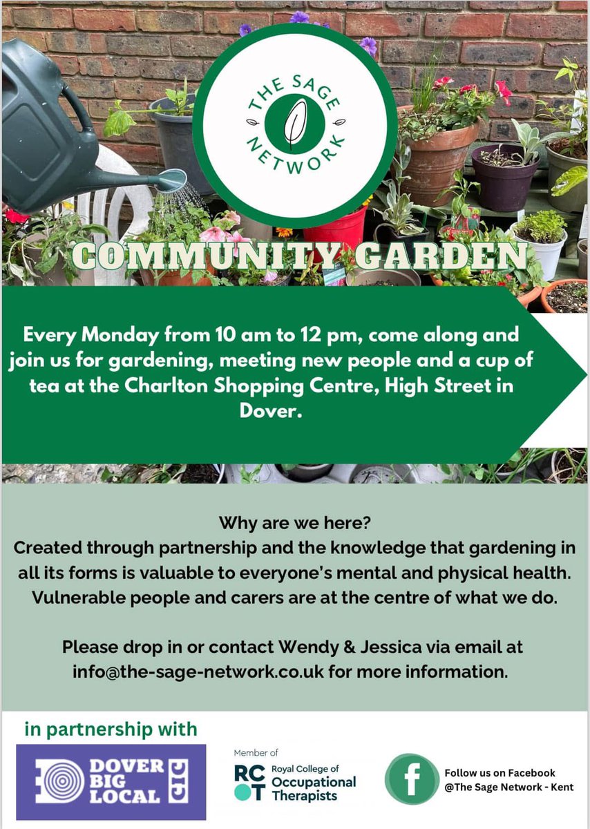 We’re delighted to announce that we have teamed up with Wendy &amp; Jessica from @the_sage_network_ two fabulous OT’s who have created The Community Gardens, a thriving garden &amp; safe, fun space for people in Dover who need respite. 👇

spacehive.com/the-sage-netwo… 

#Dover #CarersStepOut