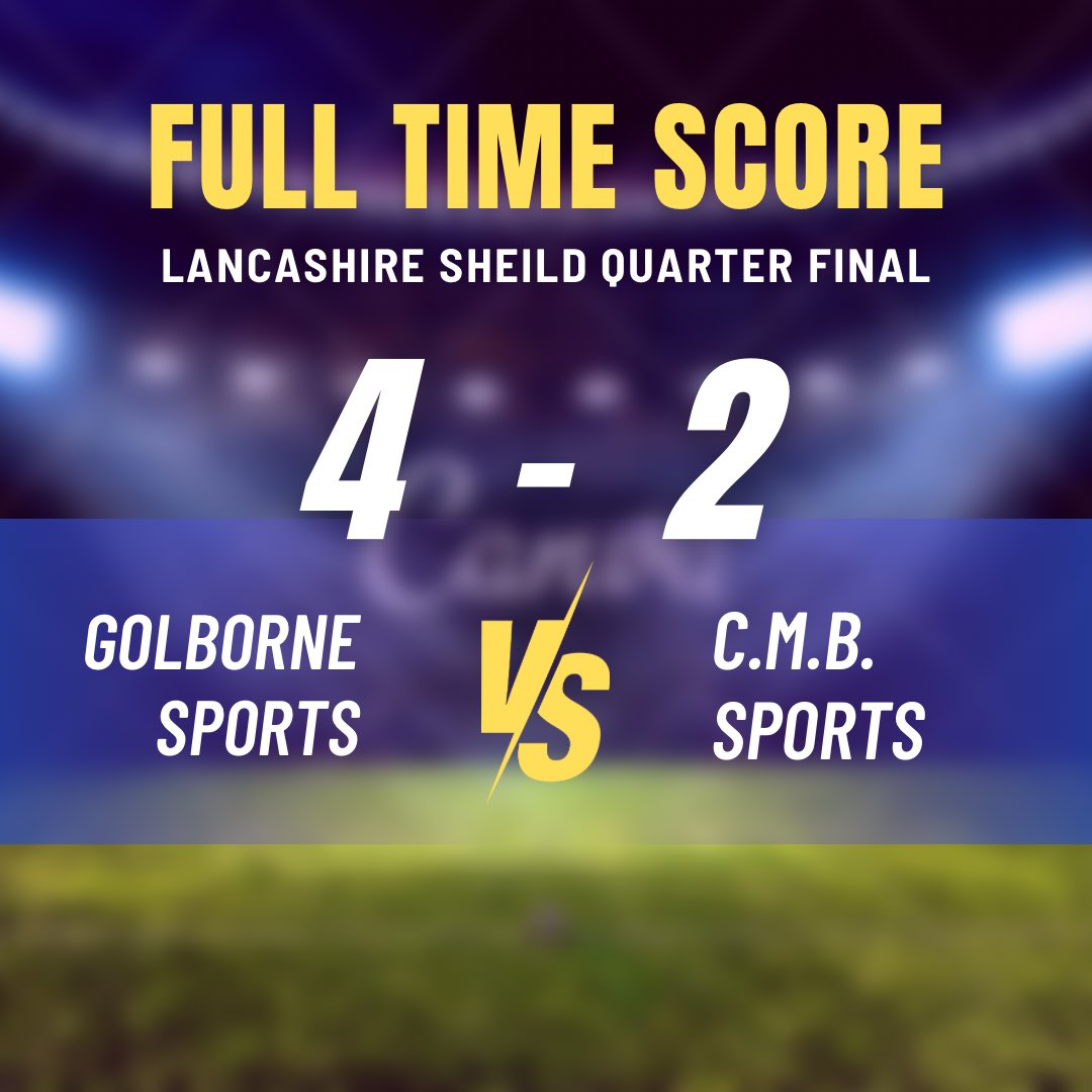 We progress to the semi-final of the Lancashire shield after a very tough 4-2 win over <a href="/CMB_FC71/">CMB FC</a> 

Went in 0-2 down at half time but the lads showed their quality in the second half and dug deep to get the result.. 

Good luck to <a href="/CMB_FC71/">CMB FC</a> for the rest of the season.

UTFG🔵🟡
