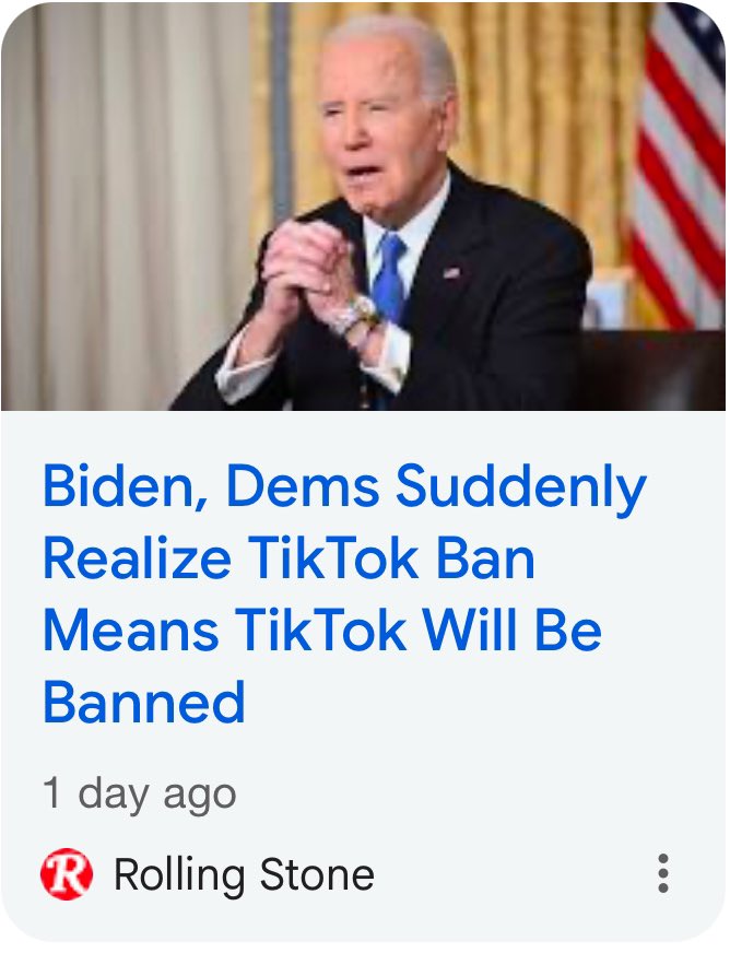 wirelyss's tweet photo. @PopBase “Tiktok is banned but president Biden won’t enforce it, he’ll leave it up to Trump”

“Wait why are you following the law? Publicity stunt to help Trump” uhhh https://t.co/6nDOGA1IKO