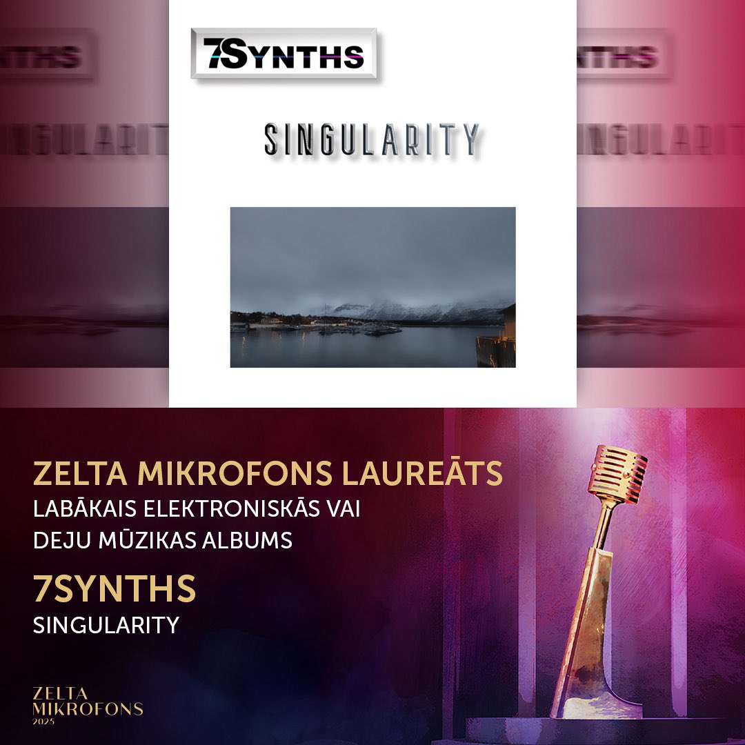 Kategorijā “Labākais elektroniskās vai deju mūzikas albums” Zelta mikrofonu iegūst 7SYNTHS ar albumu “Singularity!”! 🎙️