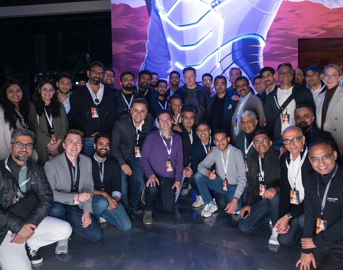 Thank you <a href="/elonmusk/">Elon Musk</a> for spending an evening with us! Your thoughts and vision are incredibly inspiring. Met with Elon as part of the Indian Founders delegation led by  <a href="/IGFupdates/">India Global Forum</a> where we discussed interplanetary travel, electric mobility, Mars civilization, space