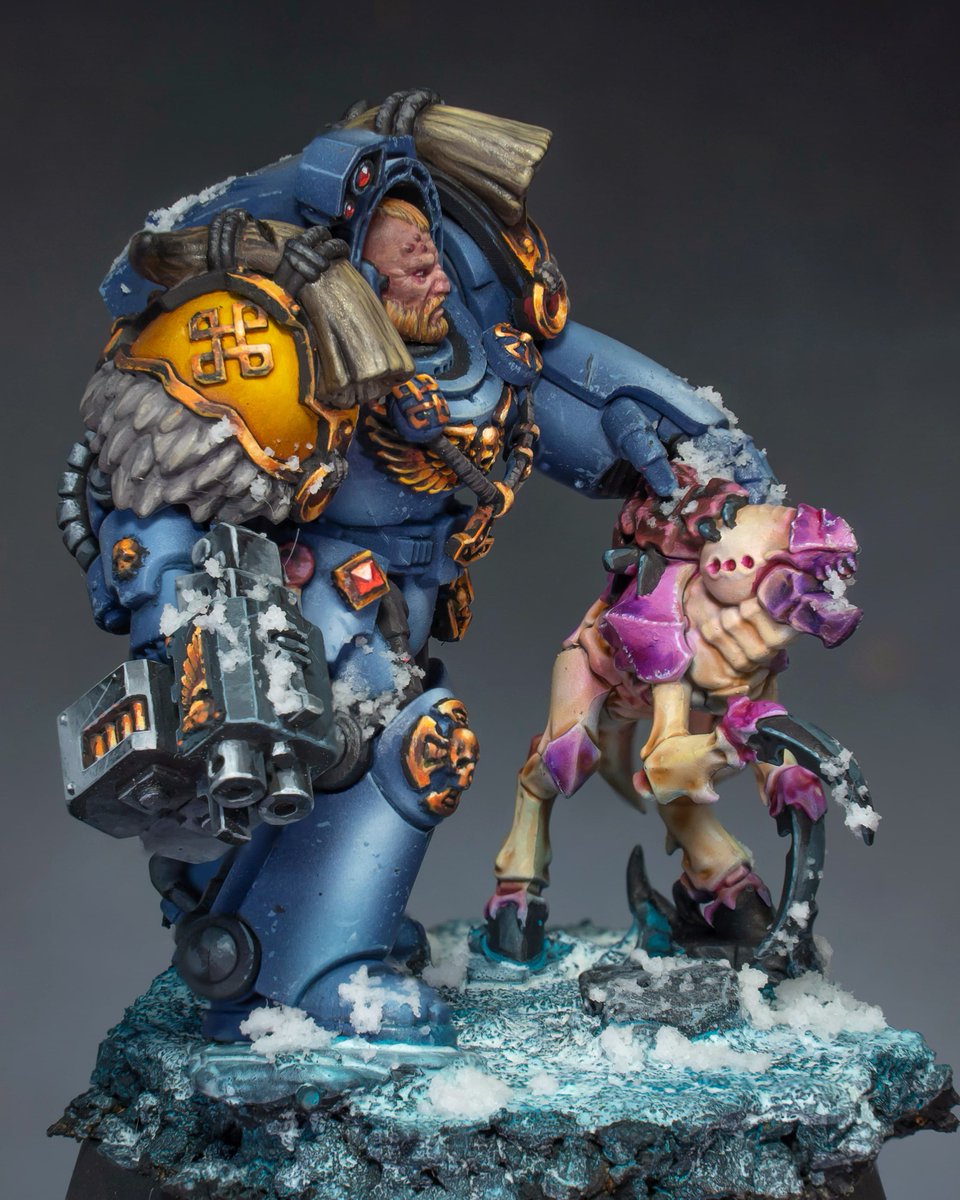 theminiaturista's tweet photo. Brother Ulkar and his pet! I painted this more than one year ago! Hope u like to remember it!. If you wonder about the snow, it is the Valhalan blizzard from Citadel.
And you still have the painting guide available
#warhammer #warhammer40k #paintingminiatures #warhammercommunity https://t.co/r0PhK9geb7