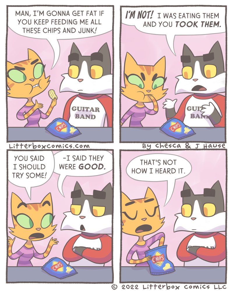 LitterboxComics's tweet photo. Happy #Caturday!  Here's an actual conversation we had... 😅 https://t.co/lJ079lj89r
