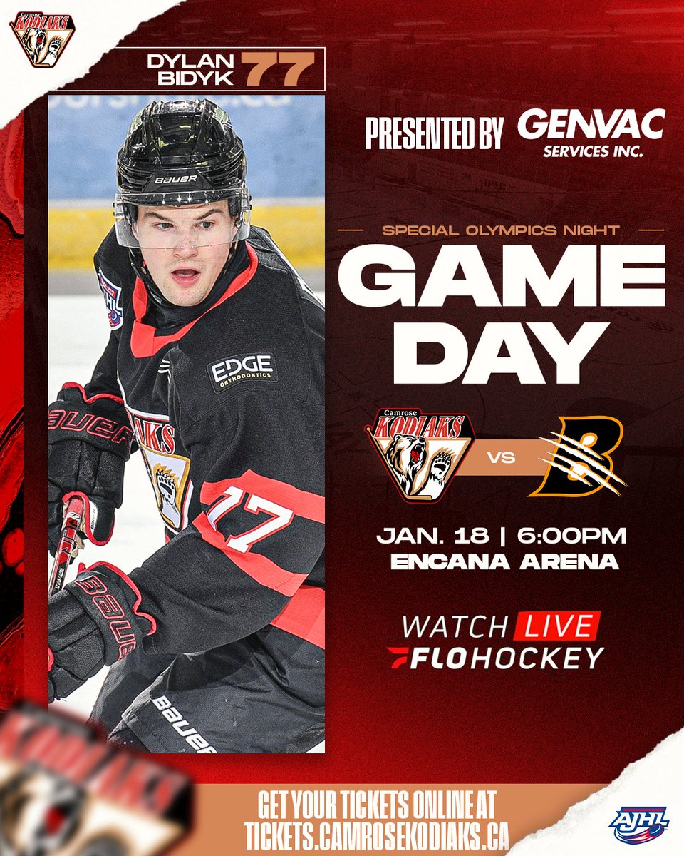 🎉Special Olympics Night is Here!🎉

Join us tonight as the Kodiaks face off against the Lloydminster Bobcats at 6 PM for a game dedicated to celebrating inclusion and supporting the incredible athletes of Special Olympics.

Get your tickets now: tickets.camrosekodiaks.ca

#GoKods
