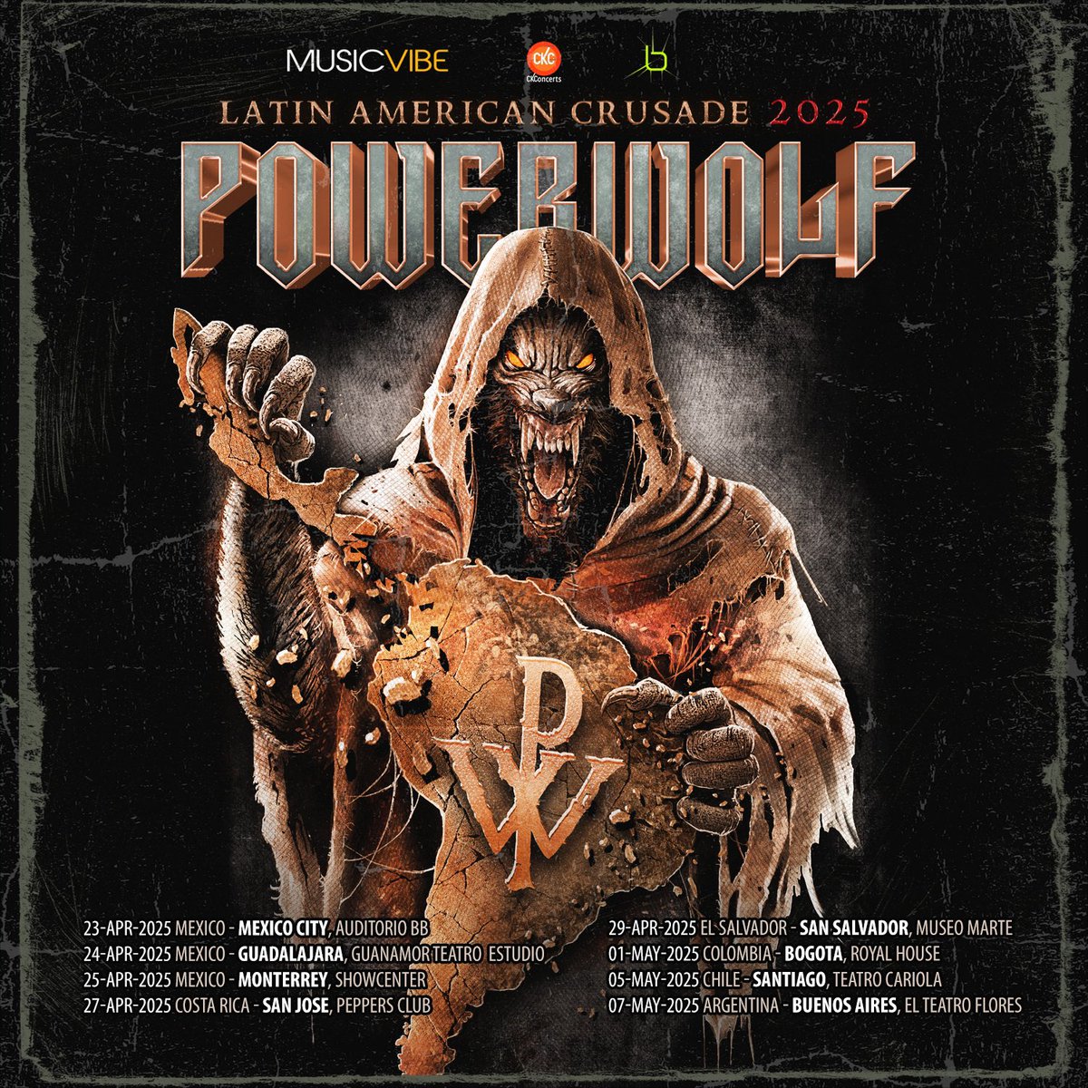 Powerwolf regresa a México con su tour “Wake Up The Wicked” 🐺🔥 Después de 5 años, la banda de power metal se presentará en CDMX (23 abril), Guadalajara (24 abril) y Monterrey (25 abril). ¡No te pierdas este show épico! 🎸 Boletos en Passline, FunTicket y SúperBoletos.