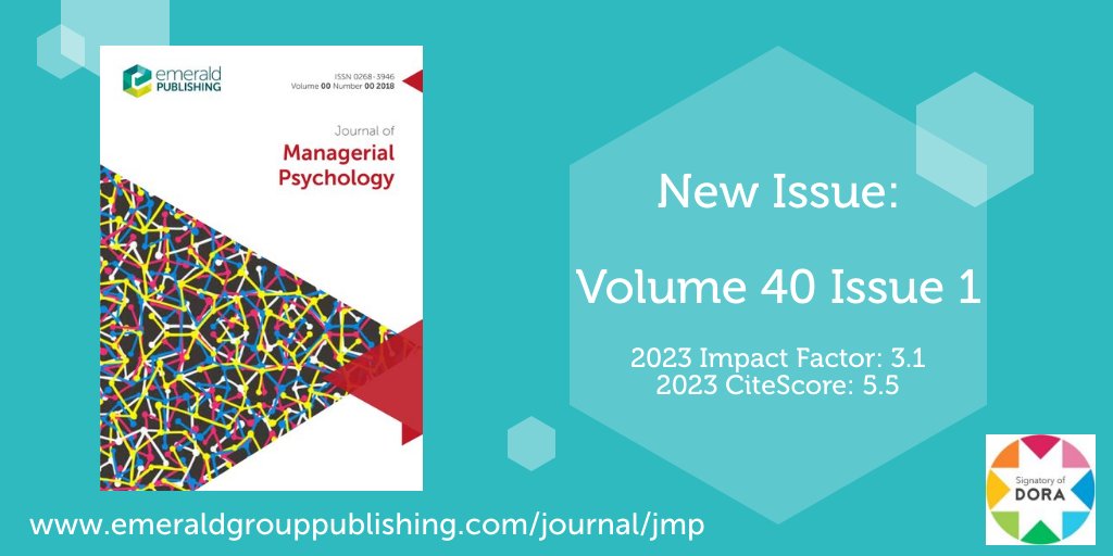 📢 Journal of Managerial Psychology presents their first issue of 2025: Volume 40 Issue 1. Now available to access on Emerald Insight: bit.ly/4hic3DX